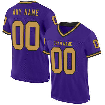 Custom Purple Old Gold-Black Mesh Authentic Throwback Football Jersey - Sky-Custom