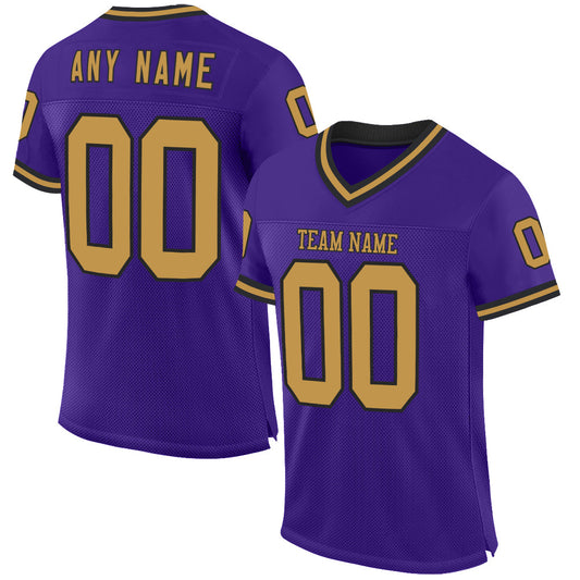 Custom Purple Old Gold-Black Mesh Authentic Throwback Football Jersey - Sky-Custom
