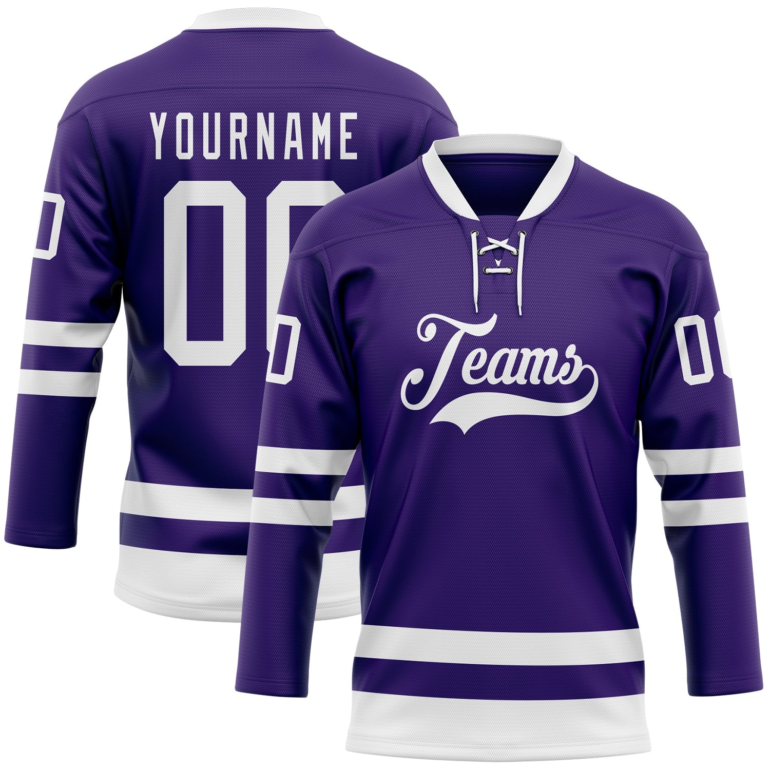 Custom Purple White Hockey Lace Neck Jersey - Sky-Custom