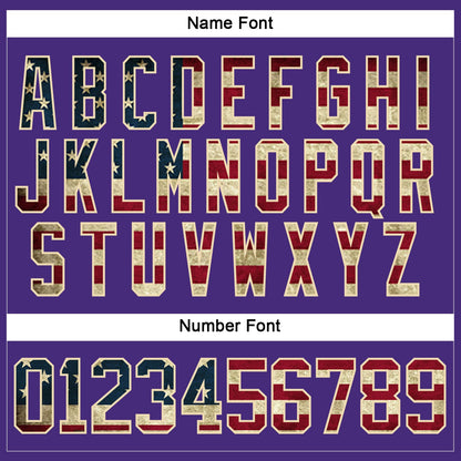 Custom Purple Vintage USA Flag Cream-Black Hockey Lace Neck Jersey - Sky-Custom