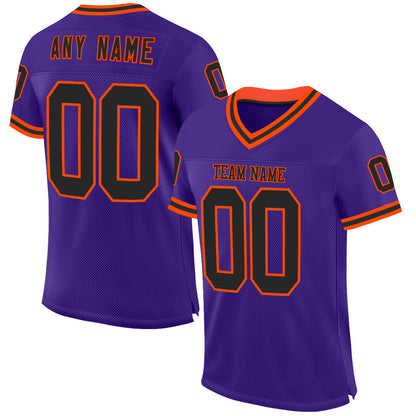 Custom Purple Black-Orange Mesh Authentic Throwback Football Jersey - Sky-Custom