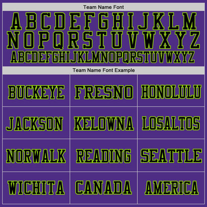 Custom Purple Black-Neon Green Mesh Authentic Throwback Football Jersey - Sky-Custom