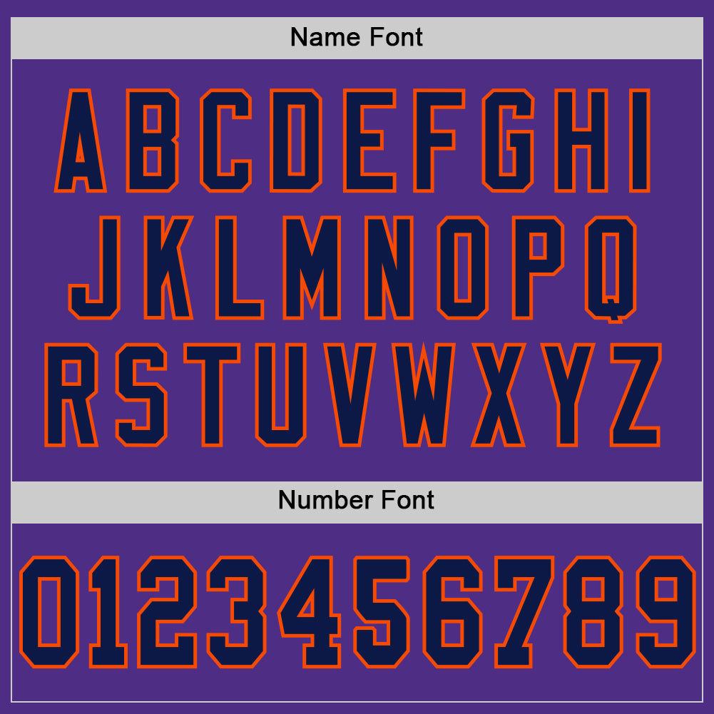 Custom Purple Navy-Orange Mesh Authentic Throwback Football Jersey - Sky-Custom