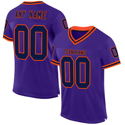 Custom Purple Navy-Orange Mesh Authentic Throwback Football Jersey - Sky-Custom
