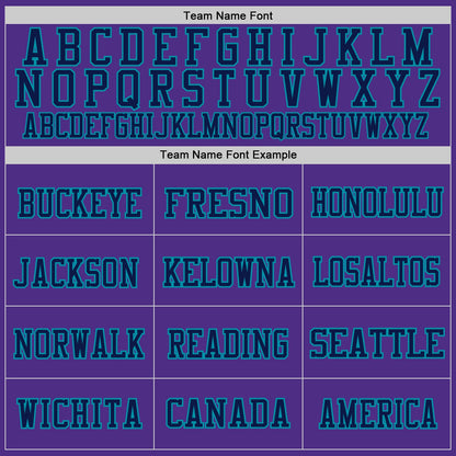 Custom Purple Navy-Teal Mesh Authentic Throwback Football Jersey - Sky-Custom