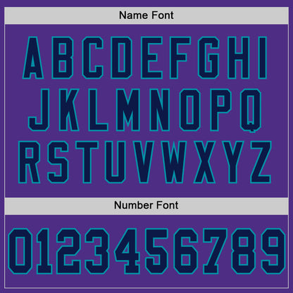 Custom Purple Navy-Teal Mesh Authentic Throwback Football Jersey - Sky-Custom