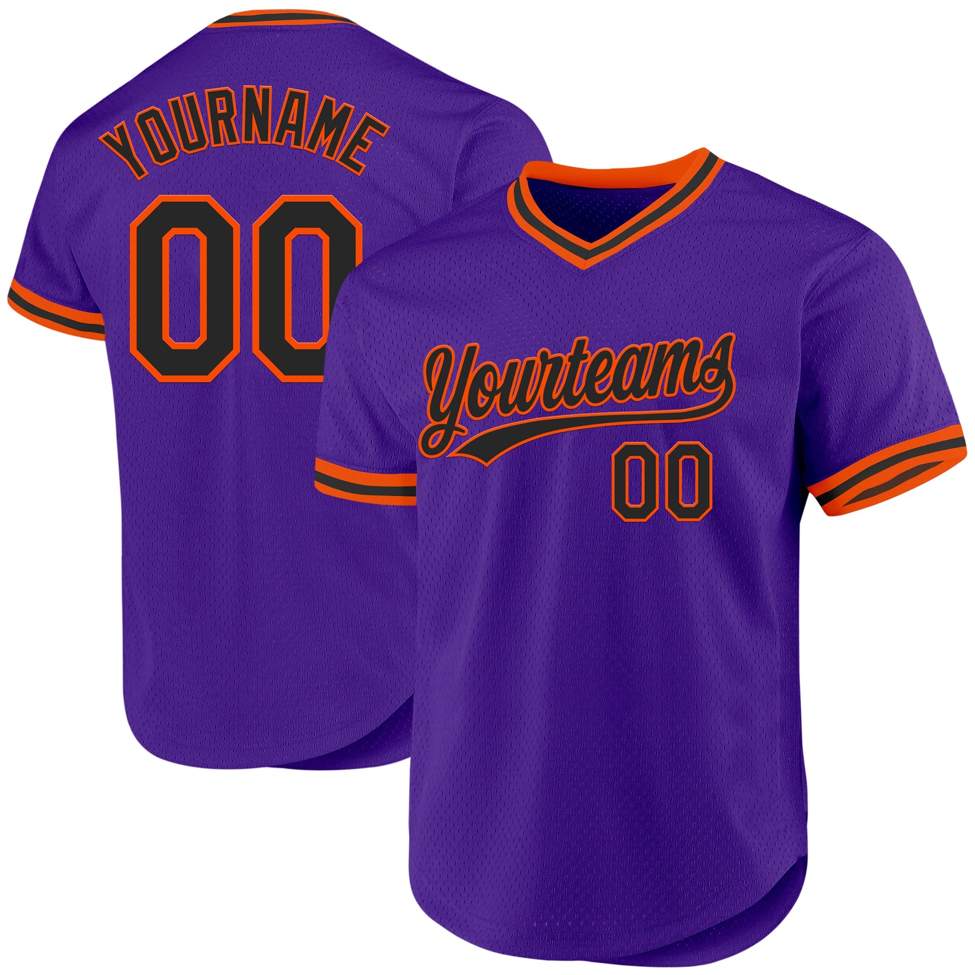 Custom Purple Black-Orange Authentic Throwback Baseball Jersey - Sky-Custom