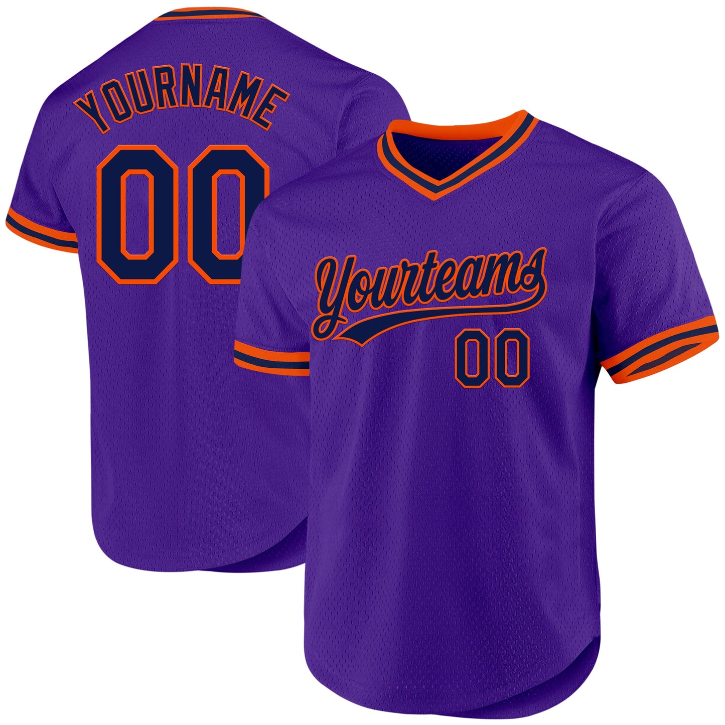 Custom Purple Navy-Orange Authentic Throwback Baseball Jersey - Sky-Custom