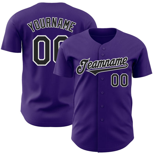 Custom Purple Black-White Authentic Baseball Jersey - Sky-Custom