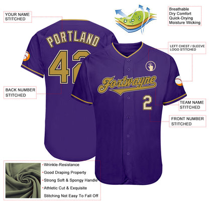 Custom Purple Old Gold Black-Cream Authentic Baseball Jersey - Sky-Custom
