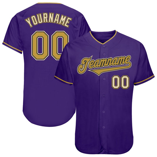 Custom Purple Old Gold Black-Cream Authentic Baseball Jersey - Sky-Custom