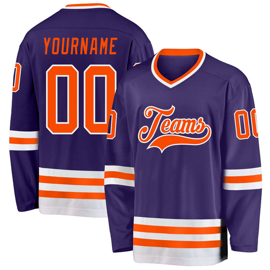 Custom Purple Orange-White Hockey Jersey - Sky-Custom