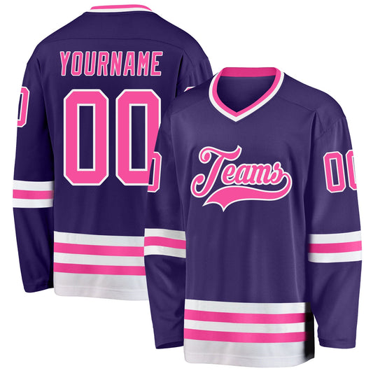 Custom Purple Pink-White Hockey Jersey - Sky-Custom