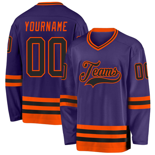 Custom Purple Black-Orange Hockey Jersey - Sky-Custom
