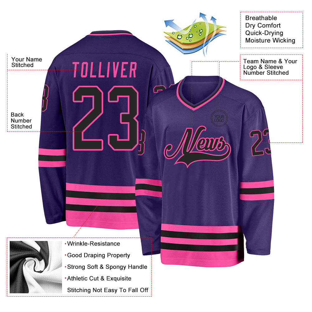 Custom Purple Black-Pink Hockey Jersey - Sky-Custom