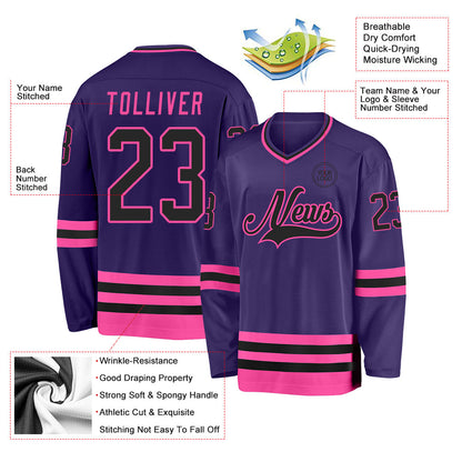 Custom Purple Black-Pink Hockey Jersey - Sky-Custom