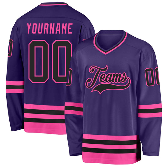 Custom Purple Black-Pink Hockey Jersey - Sky-Custom