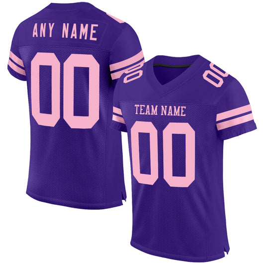 Custom Purple Light Pink Mesh Authentic Football Jersey - Sky-Custom