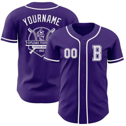 Custom Purple White Authentic Baseball Jersey - Sky-Custom