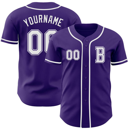 Custom Purple White Authentic Baseball Jersey - Sky-Custom