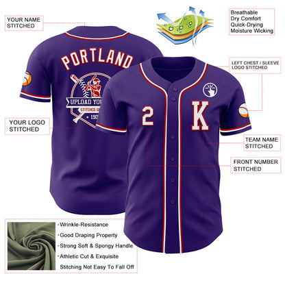 Custom Purple White-Red Authentic Baseball Jersey - Sky-Custom