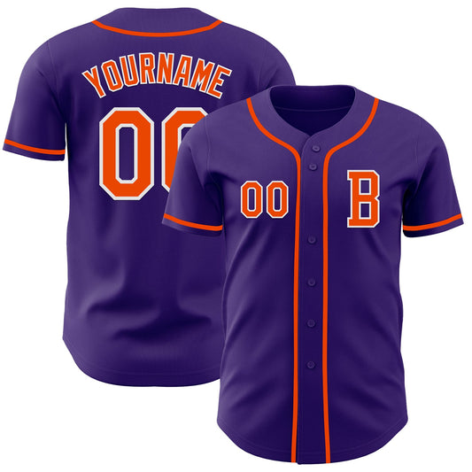 Custom Purple Orange-White Authentic Baseball Jersey - Sky-Custom