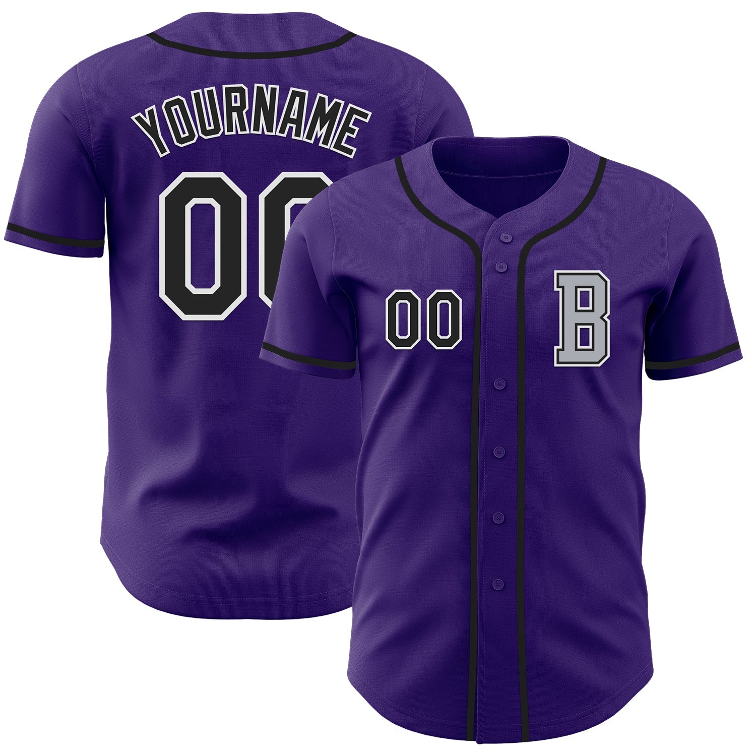 Custom Purple Black-Gray Authentic Baseball Jersey - Sky-Custom
