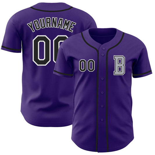 Custom Purple Black-Gray Authentic Baseball Jersey - Sky-Custom