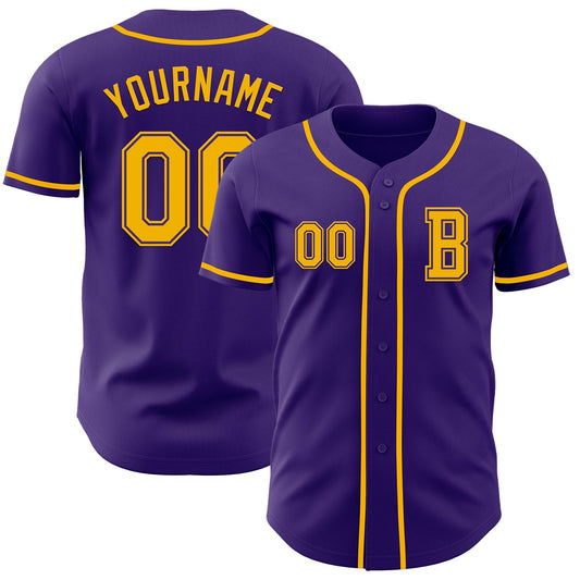 Custom Purple Gold Authentic Baseball Jersey - Sky-Custom
