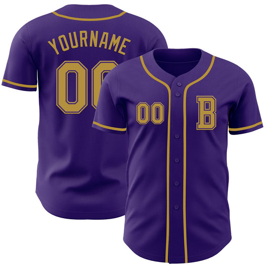 Custom Purple Old Gold Authentic Baseball Jersey - Sky-Custom