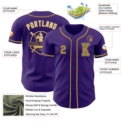 Custom Purple Old Gold Black-Cream Authentic Baseball Jersey - Sky-Custom