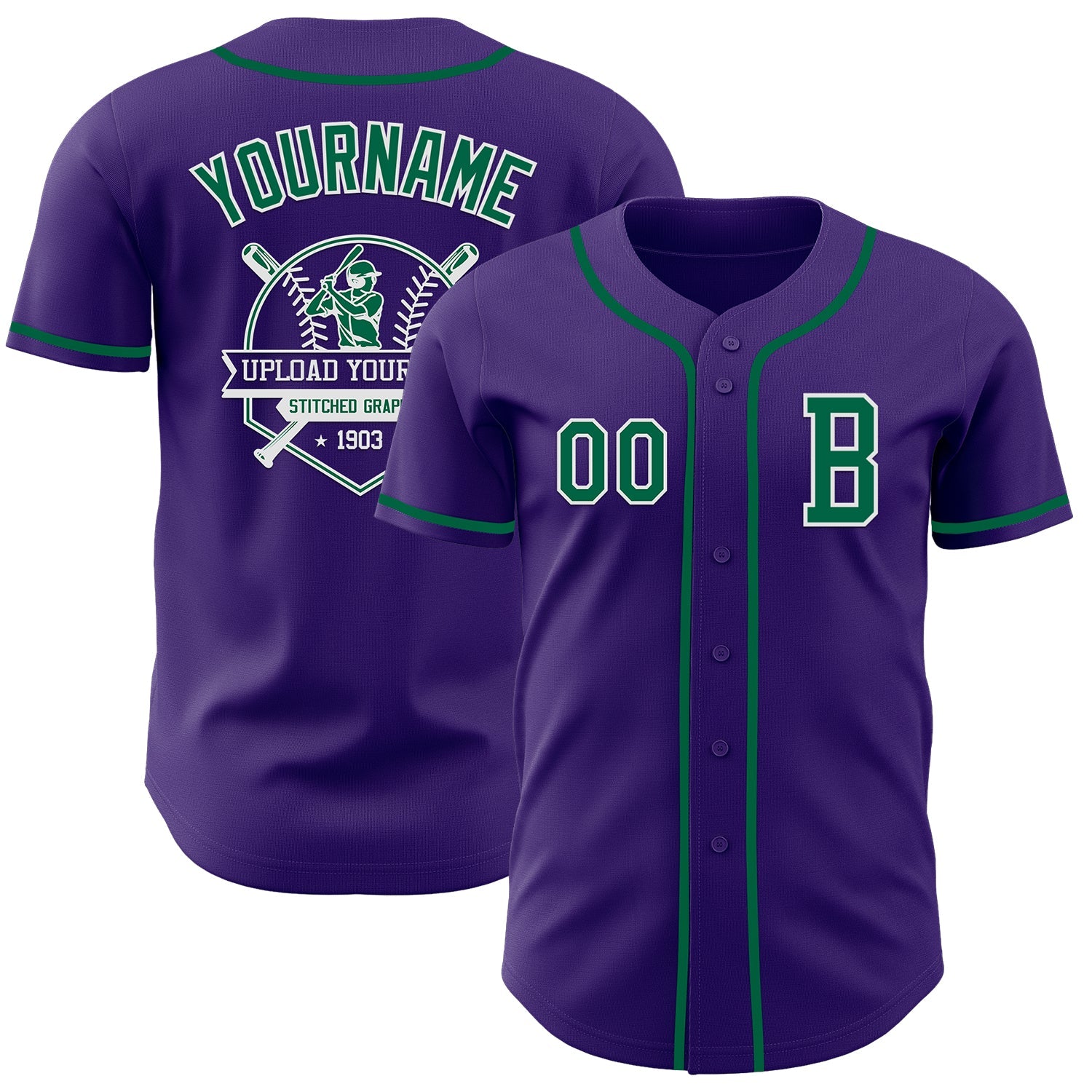 Custom Purple Kelly Green-White Authentic Baseball Jersey - Sky-Custom