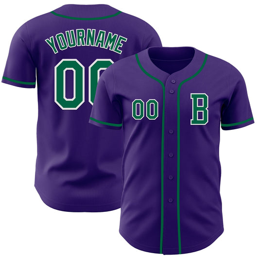 Custom Purple Kelly Green-White Authentic Baseball Jersey - Sky-Custom