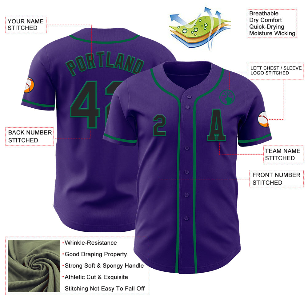 Custom Purple Black-Kelly Green Authentic Baseball Jersey - Sky-Custom