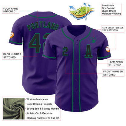 Custom Purple Black-Kelly Green Authentic Baseball Jersey - Sky-Custom