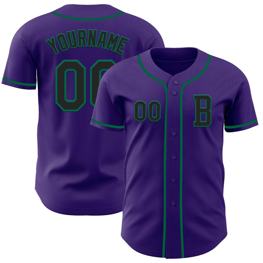 Custom Purple Black-Kelly Green Authentic Baseball Jersey - Sky-Custom