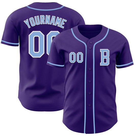 Custom Purple Light Blue-White Authentic Baseball Jersey - Sky-Custom