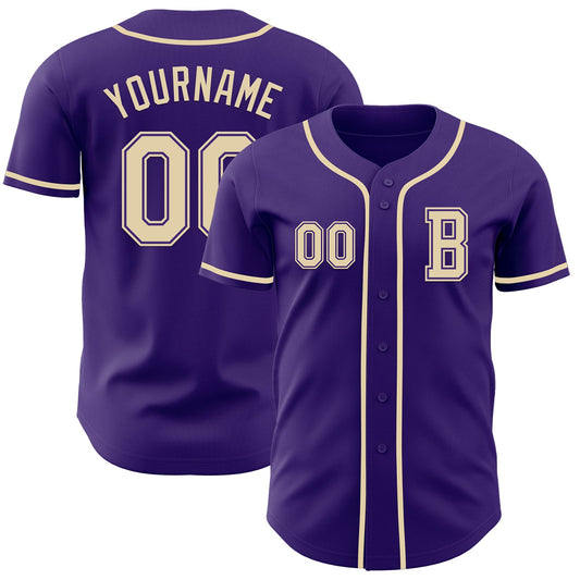 Custom Purple Cream Authentic Baseball Jersey - Sky-Custom