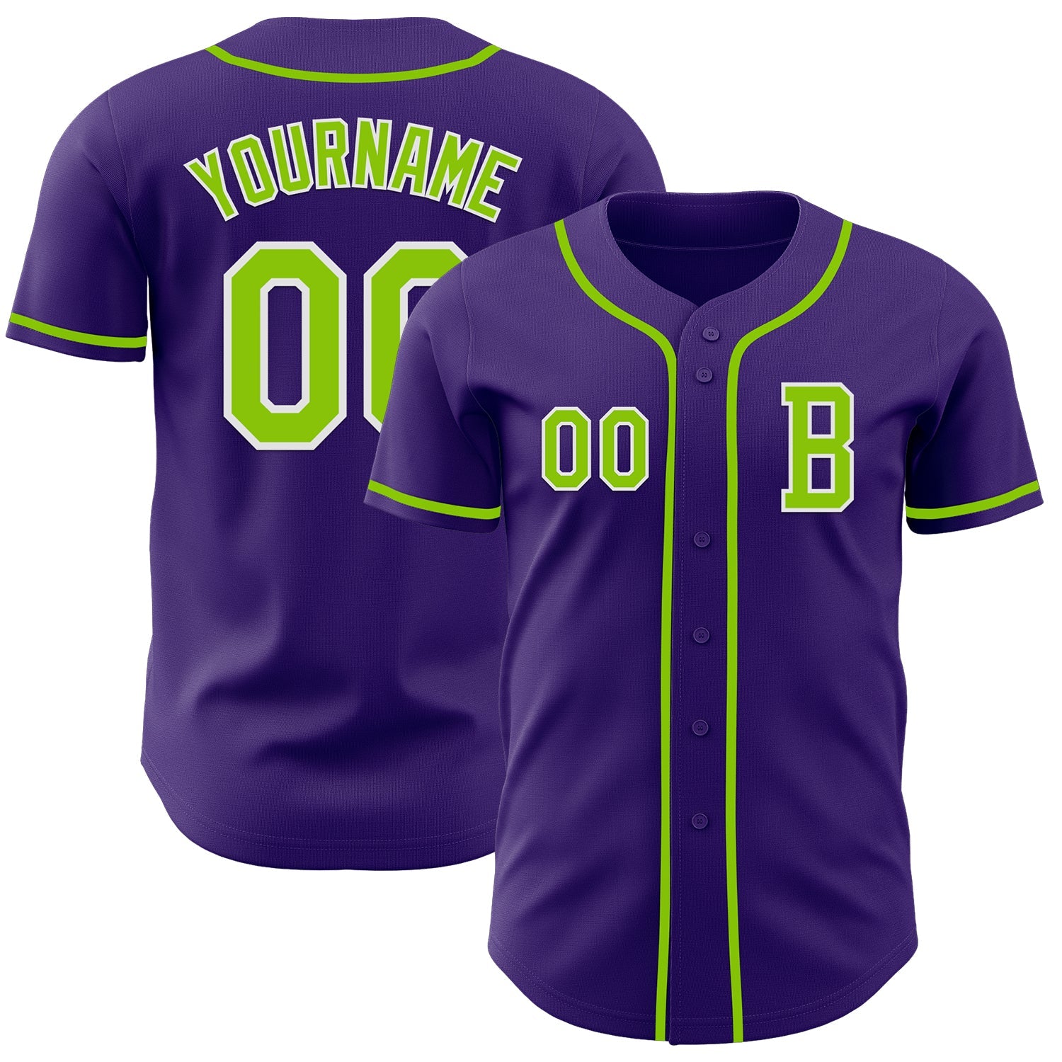 Custom Purple Neon Green-White Authentic Baseball Jersey - Sky-Custom