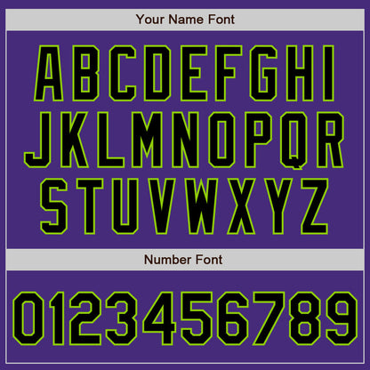 Custom Purple Black-Neon Green Authentic Baseball Jersey - Sky-Custom