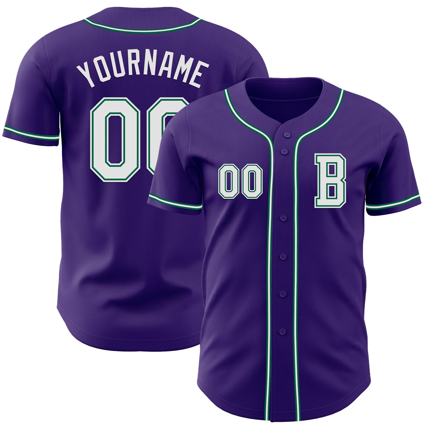 Custom Purple White-Kelly Green Authentic Baseball Jersey - Sky-Custom