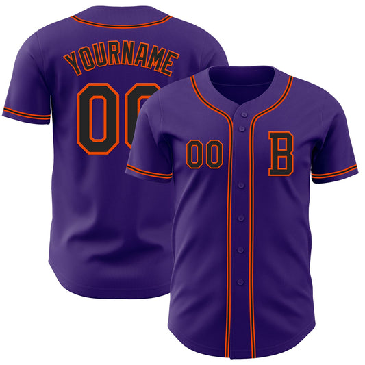 Custom Purple Black-Orange Authentic Baseball Jersey - Sky-Custom