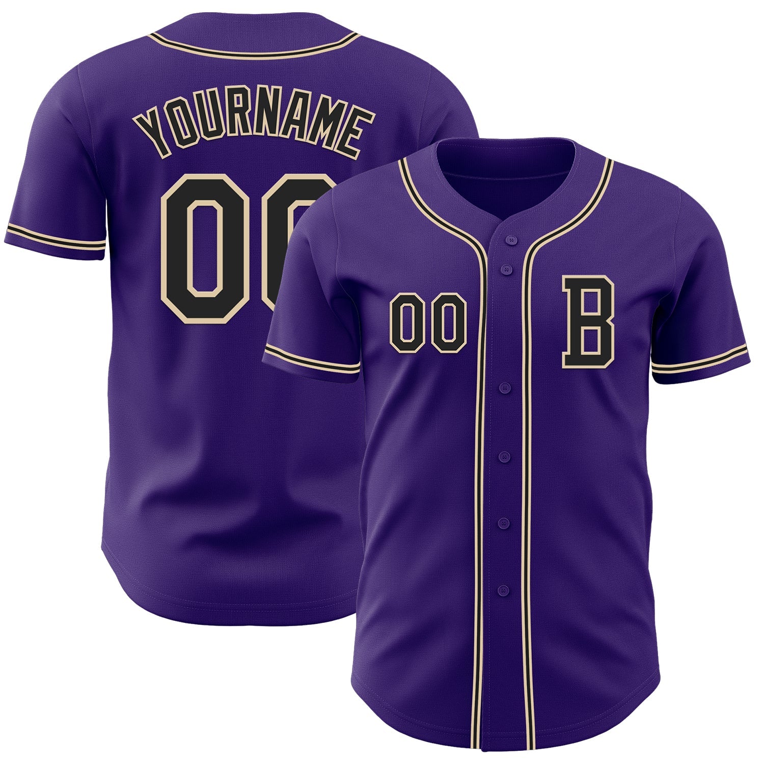 Custom Purple Black-City Cream Authentic Baseball Jersey - Sky-Custom