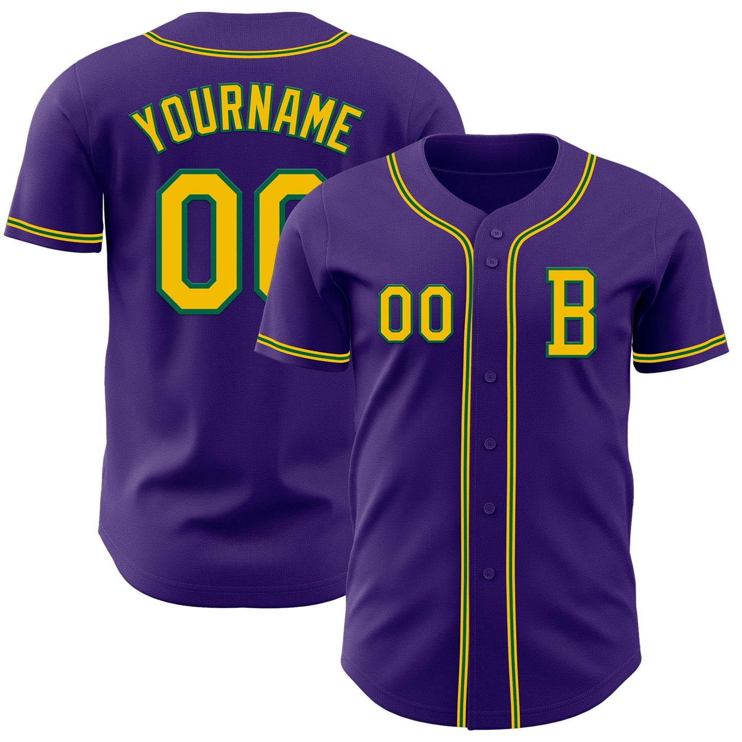 Custom Purple Yellow-Kelly Green Authentic Baseball Jersey - Sky-Custom
