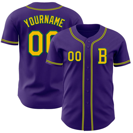 Custom Purple Yellow-Kelly Green Authentic Baseball Jersey - Sky-Custom