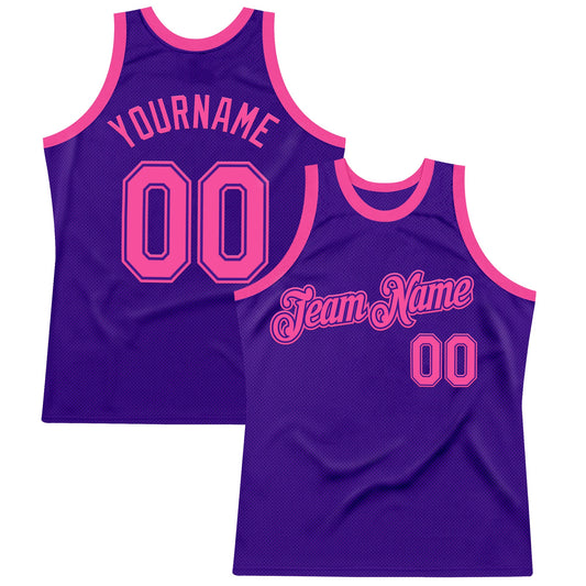 Custom Purple Pink Authentic Throwback Basketball Jersey - Sky-Custom