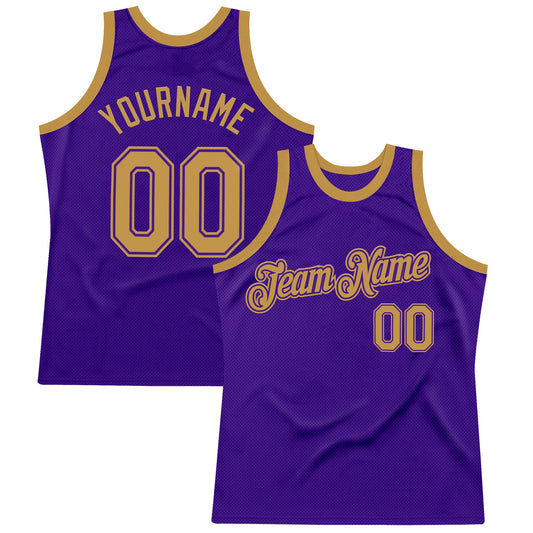 Custom Purple Old Gold Authentic Throwback Basketball Jersey - Sky-Custom