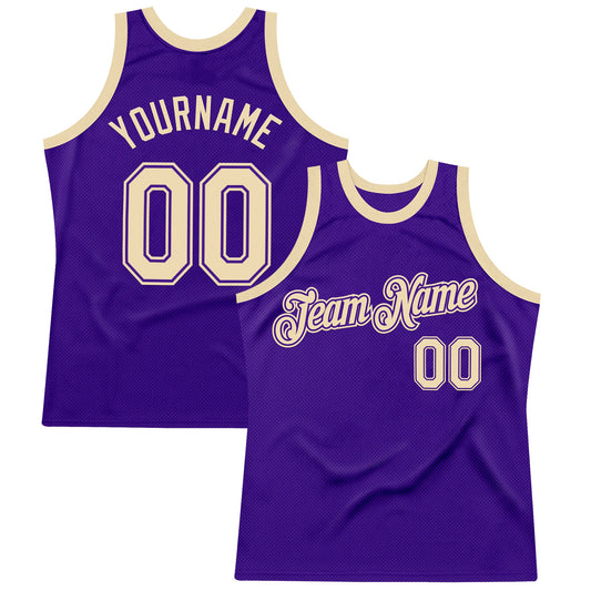 Custom Purple Cream Authentic Throwback Basketball Jersey - Sky-Custom