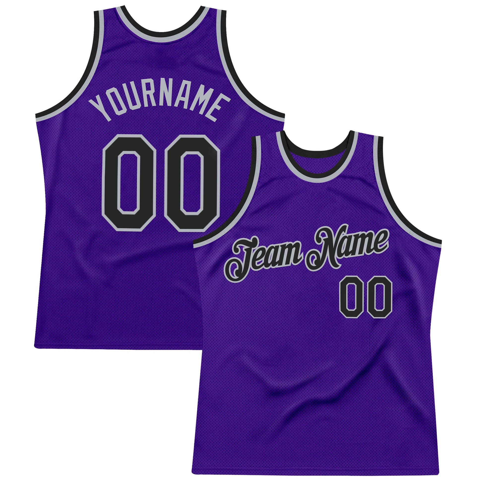 Custom Purple Black-Gray Authentic Throwback Basketball Jersey - Sky-Custom