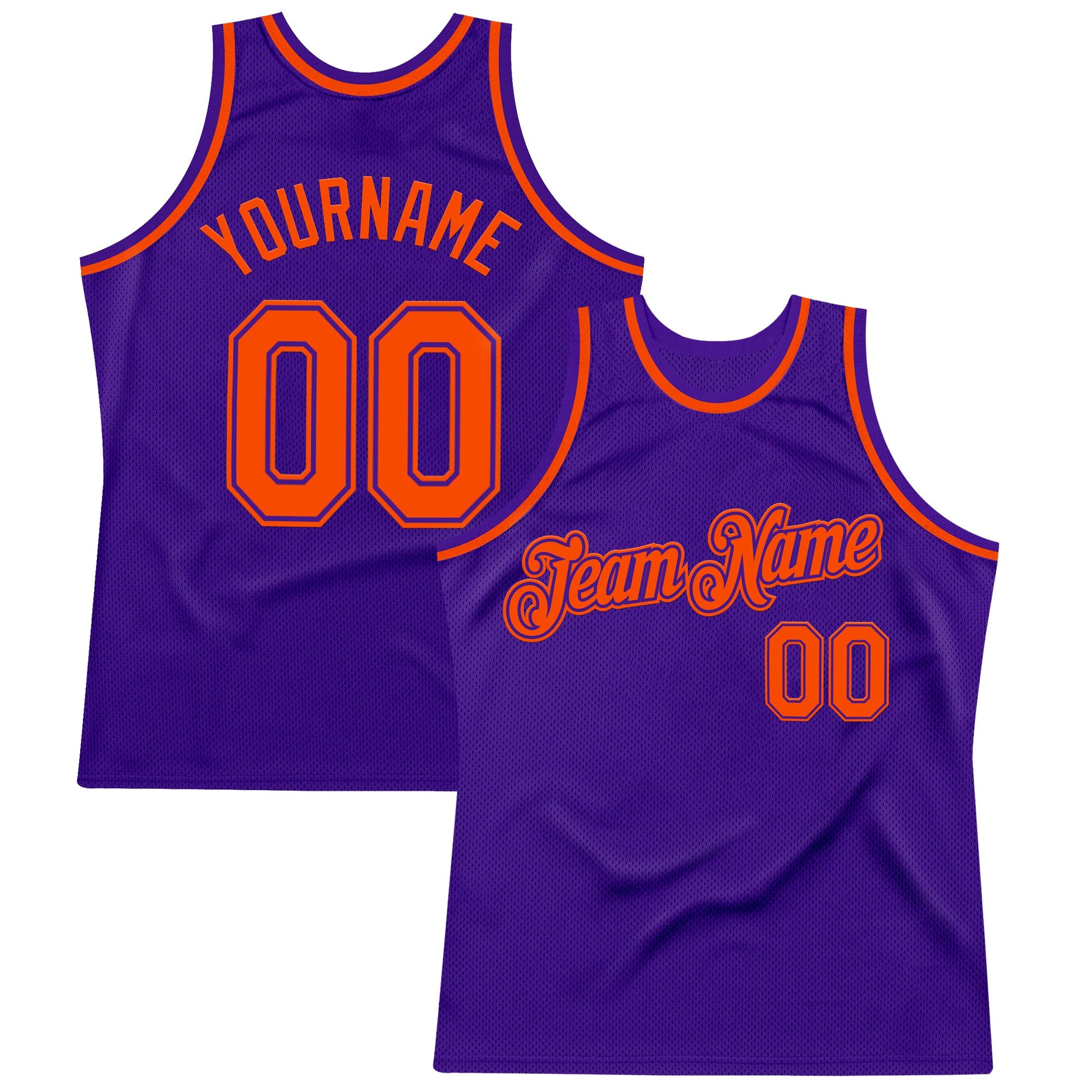 Custom Purple Orange Authentic Throwback Basketball Jersey - Sky-Custom